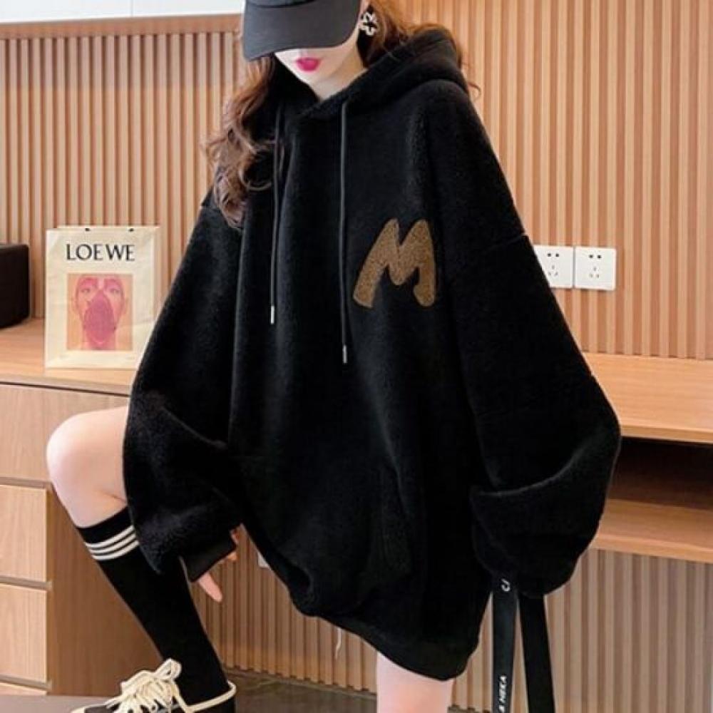 Navava Nt2130 Alphabet Wool Fleece Long Sleeve Hoodie