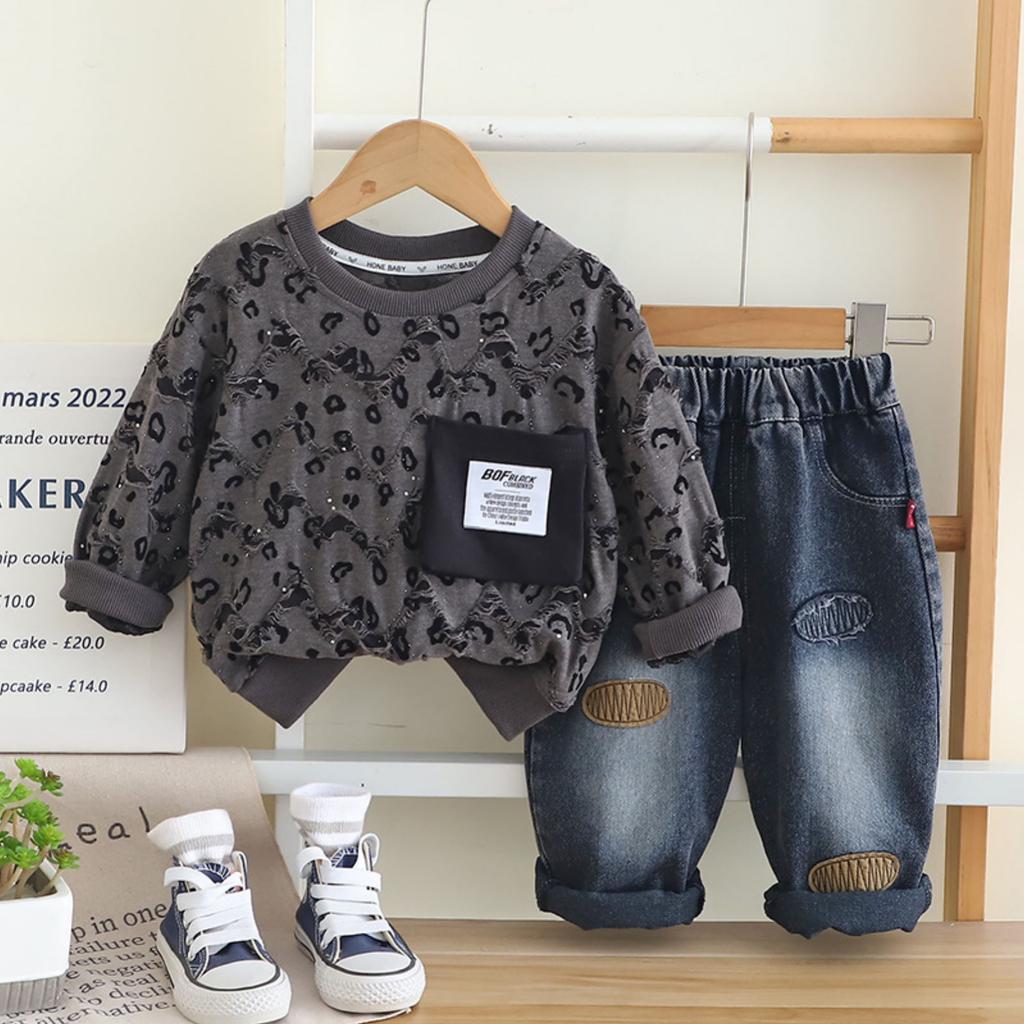 Dětská ležérní souprava s dlouhým rukávem, pohodlné každodenní oblečení