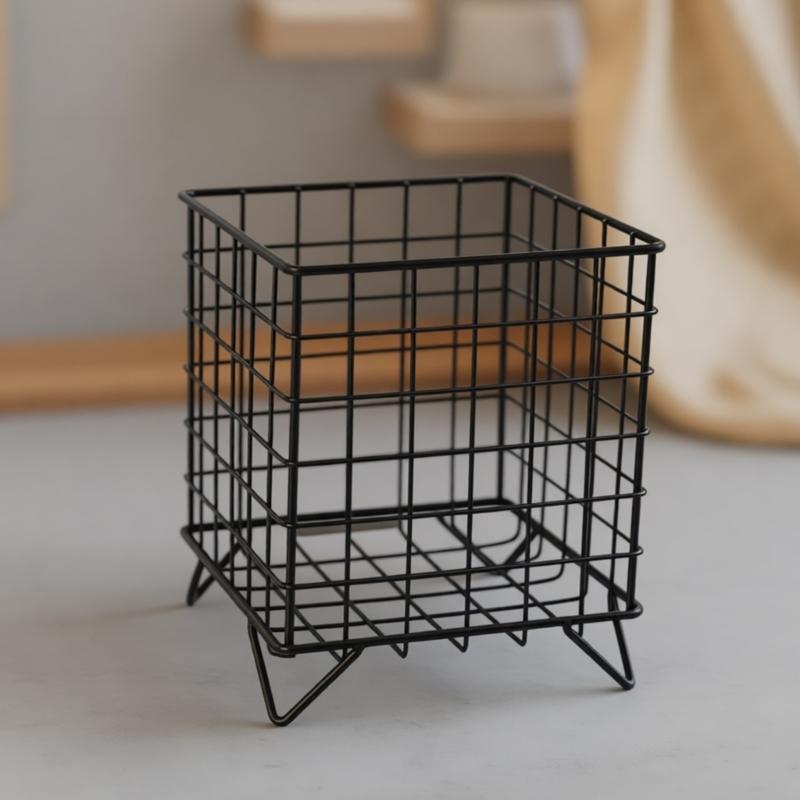 Simple Iron Decorative Container for Shelves Desks and Countertops Easy to Clean Finishes Office Supply Organizers