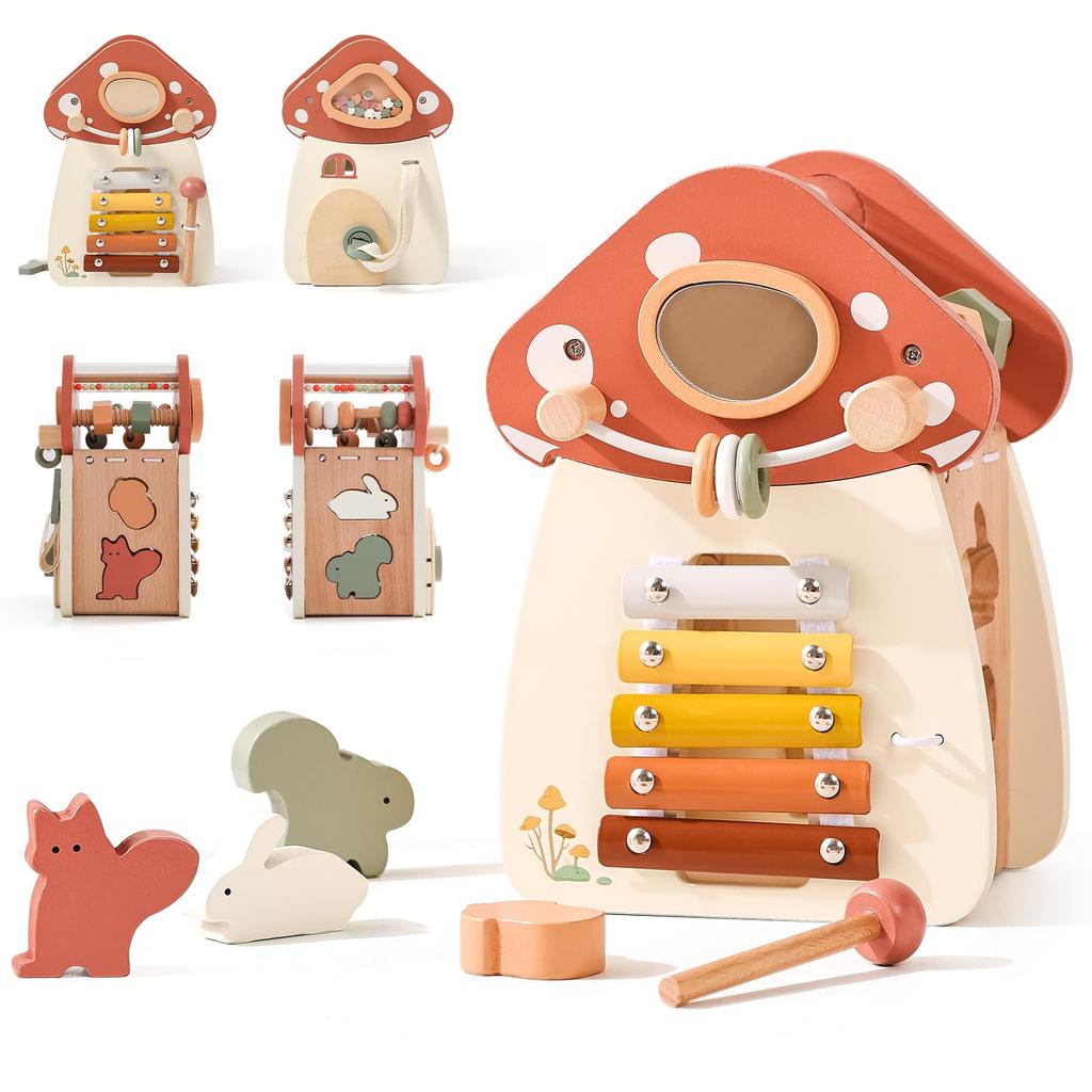 Mamimami Home Wooden Activity Shape Montessori Educational Fingertip Puzzle Gift for Girls and Ages and 3 Cube, Matching, Toy, Play, Box, Boys, 1, 2,