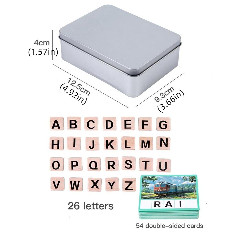 Alphabet Spell The Word Game Wooden Puzzle Letter Spelling Block  Educational Toy