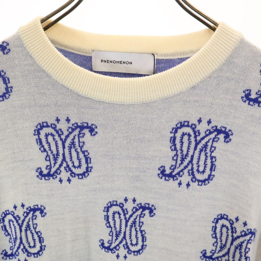 unused PHENOMENON wool Paisley Pattern Long sleeve sweater L white knit Women Used