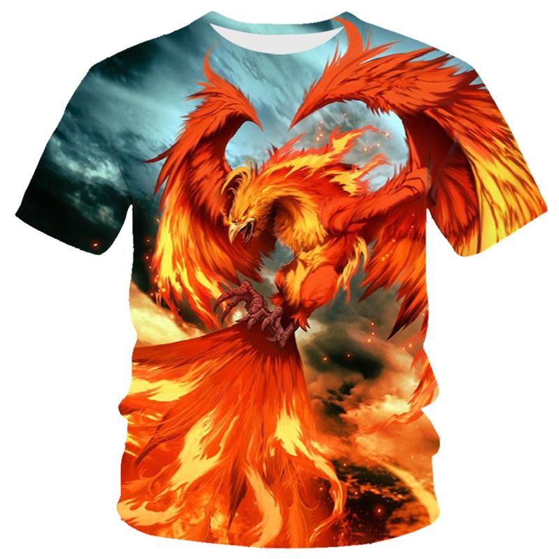 Summer Dragon Series 3D Digital Printed Men's Round Neck Short Sleeved T-shirt