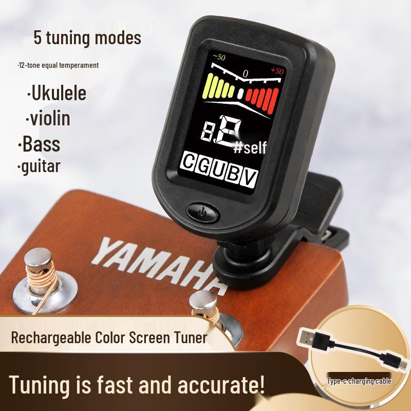 Rockhouse Rechargeable Color Screen Tuner for Violin, Ukulele, Electric Bass & Universal Instruments Plastic
