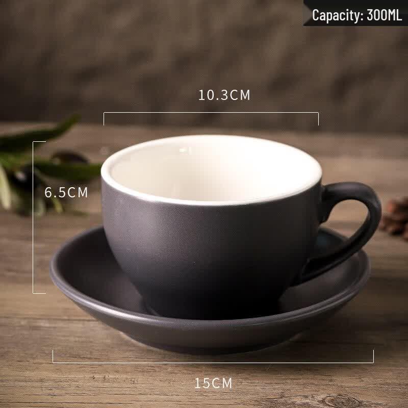 Qiwei 300ml Ceramic Latte Art Coffee Cup with Lid