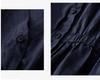 2025 Spring/Summer Women's V-neck Waist-Cinching Cotton Linen Top - Loose, Slimming, Versatile, Five-Sleeve Shirt