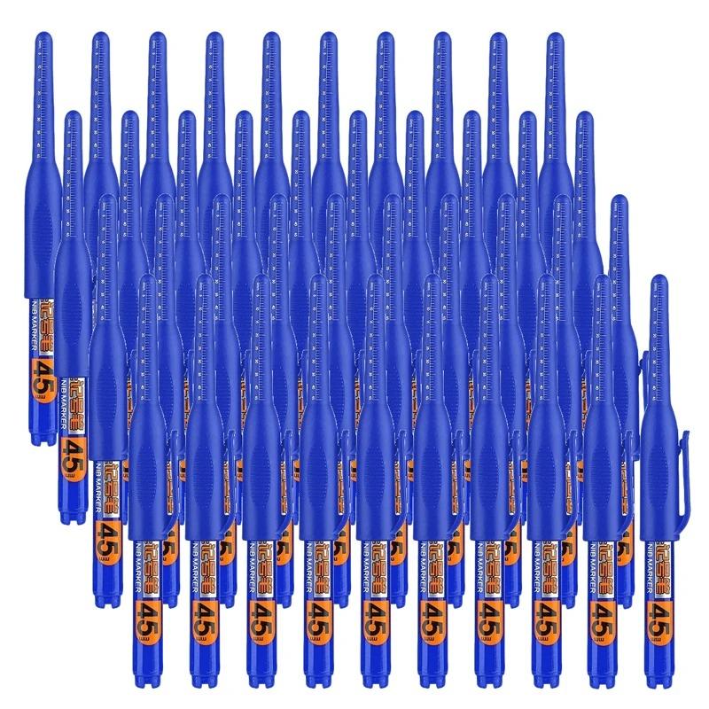 45mm Waterproof Deep Hole Marker Pens Long Nib Head Carpenter Pen Black/Blue/white Ink for Multi-Purpose Woodworking Hand Tools
