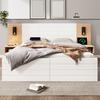 Cama Jovem 180x200cm Casal com 2 Gavetas Mesas de Cabeceira Luz de Leitura USB Carregamento por USB Madeira Suporte de Ripas Fortes Quarto