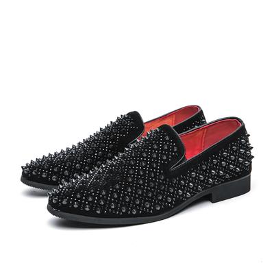 Black Pointed Rock Punk Rivet Leather Casual Shoes For Men New Trend Loafers Wedding Dress Homecoming Footwear Zapatos Hombre