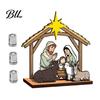 Eco Friendly Holiday Decor Christmas Tabletop Glowing Ornament, 3D Wooden Tree Decoration with Decorative Crafts Warm Light, Festive Centerpiece
