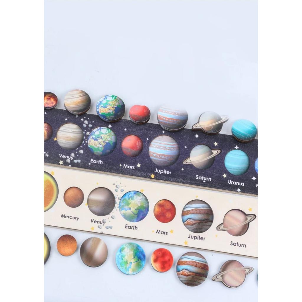 New Montessori Wooden Toys Eight Planets Puzzle Earth Sun Solar System Planets Planets Cognition Educational Toys Children Gifts