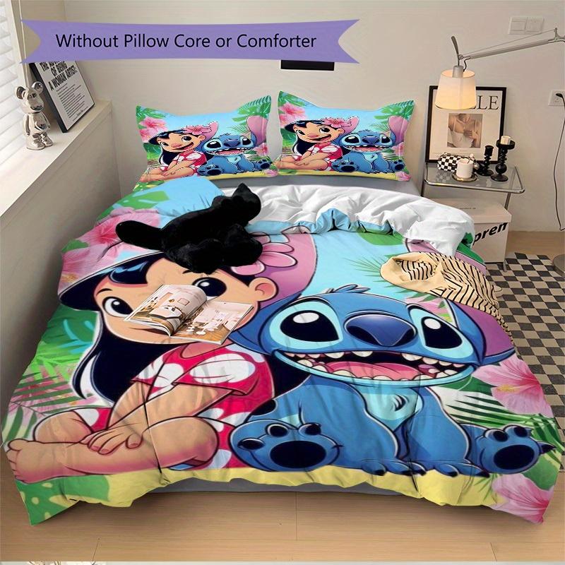 3-teiliges Bettwäsche-Set mit Lilo und Stitch-Aufdruck, Atmungsaktiv und Weich, Maschinenwaschbar, Weihnachtsgeschenk, Geeignet für Schlafzimmerdekoration, 063