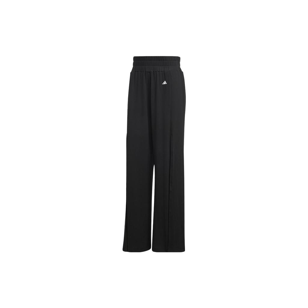 Adidas Solid Color Elastic Waist Wide-Leg Pants Women Bottoms Black HS8123