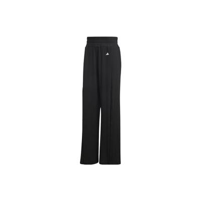 Solid Color Elastic Waist Wide-Leg Pants Women Bottoms Black HS8123