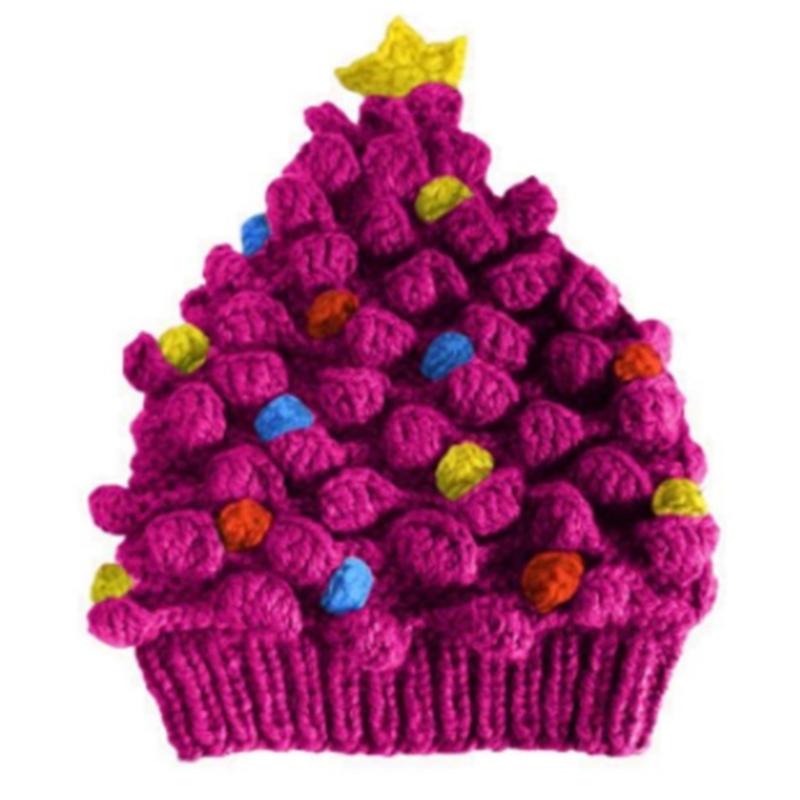 Knitted Christmas Tree Hat Keeping Warm Head Hat Decorations Supplies for Holiday Birthday New Year Party Decorations
