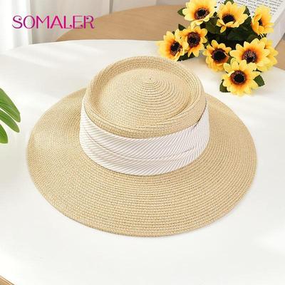 Women Summer Beach Straw Hats Fashion Concave Top Wide Brim Floppy Cap UV Protection Female Sun Hat New