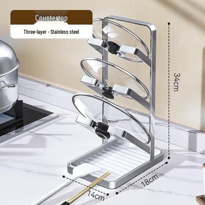 HANDUNYOU 3-Tier Stainless Steel Pot Lid Rack