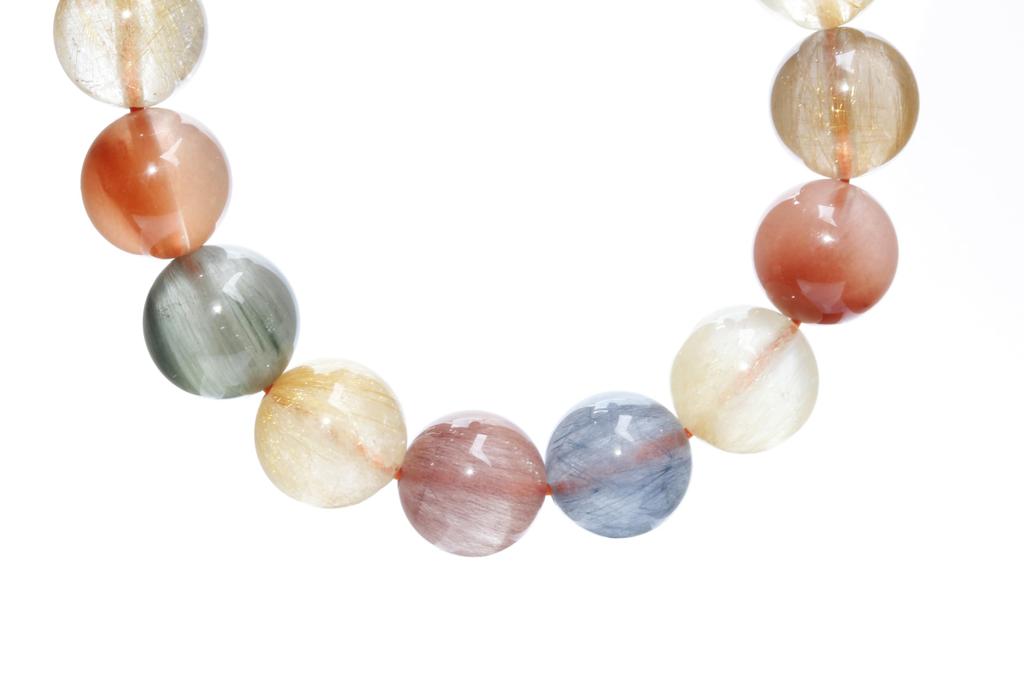 KOUOKU Old Multicolor Rutilated Quartz Bracelet 10mm Power Stone Money Luck Good Luck Brazilian Natural Stone Prayer Beads Rutilated Quartz [K