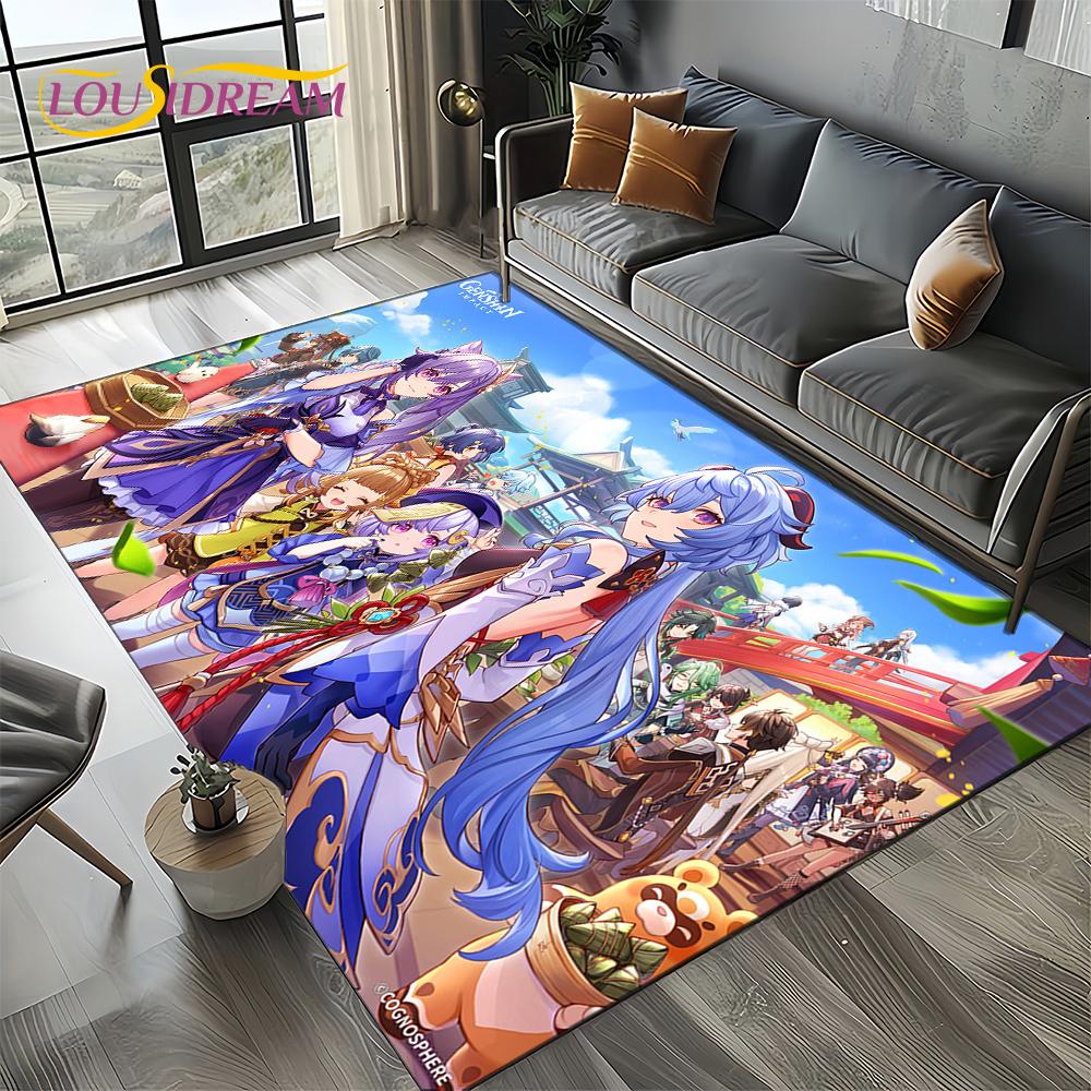 Nowy Dywanik Kreskówkowy Solo do Gier Genshin Impact do Salonu Sypialni Dekoracja Domowa Sofa, Mata Podłogowa Antypoślizgowa do Zabawy dla Dzieci