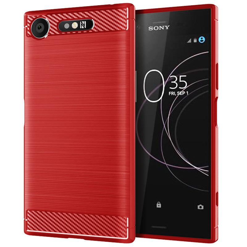 

Для Sony Xperia XZ1 Compact Чехол Простая матовая силиконовая задняя крышка из углеродного волокна с текстурой Чехол для Sony Xperia 1 5 10 Plus For Xperia 1 XZ5 красный