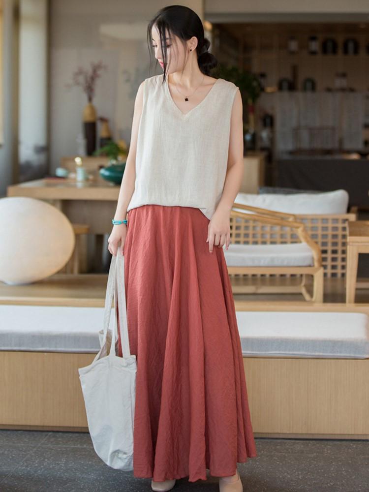 Johnature Dámské jednobarevné tílko Ležérní oblečení letní volné dámské topy Vintage tílka