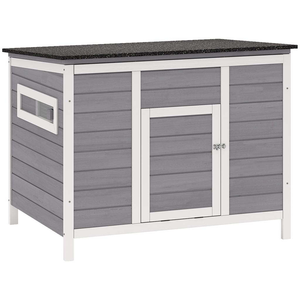 Duck Coop, Weatherproof Wooden Duck House with Removable Floor, Sliding Window, Hinged, Asphalt Roof, 93 X 70 X 72 Cm, Grey