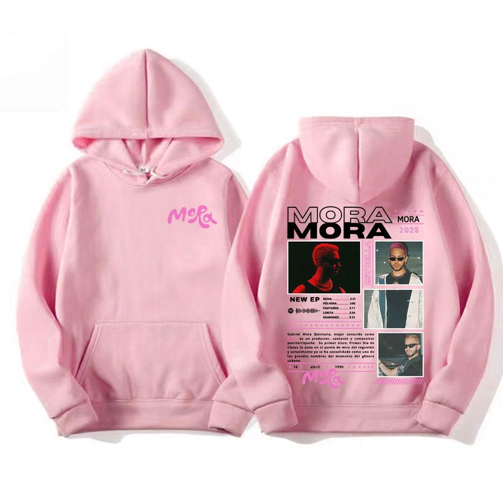 Rapper Mora Album Tour 2025 Grafik-Hoodies Herren Damen Lässiger Fleece Übergroßer Hoodie Mode Trend Hip Hop Street Sweatshirts
