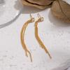 Xia Ling Zircon-Inlaid Chain Tassel Earrings In Stainless Steel