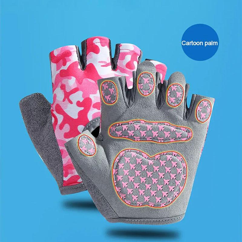 Spring and Summer Breathable Children's Half Finger Cycling Gloves Outdoor Sports Anti Slip and Wear-resistant Protective Gloves