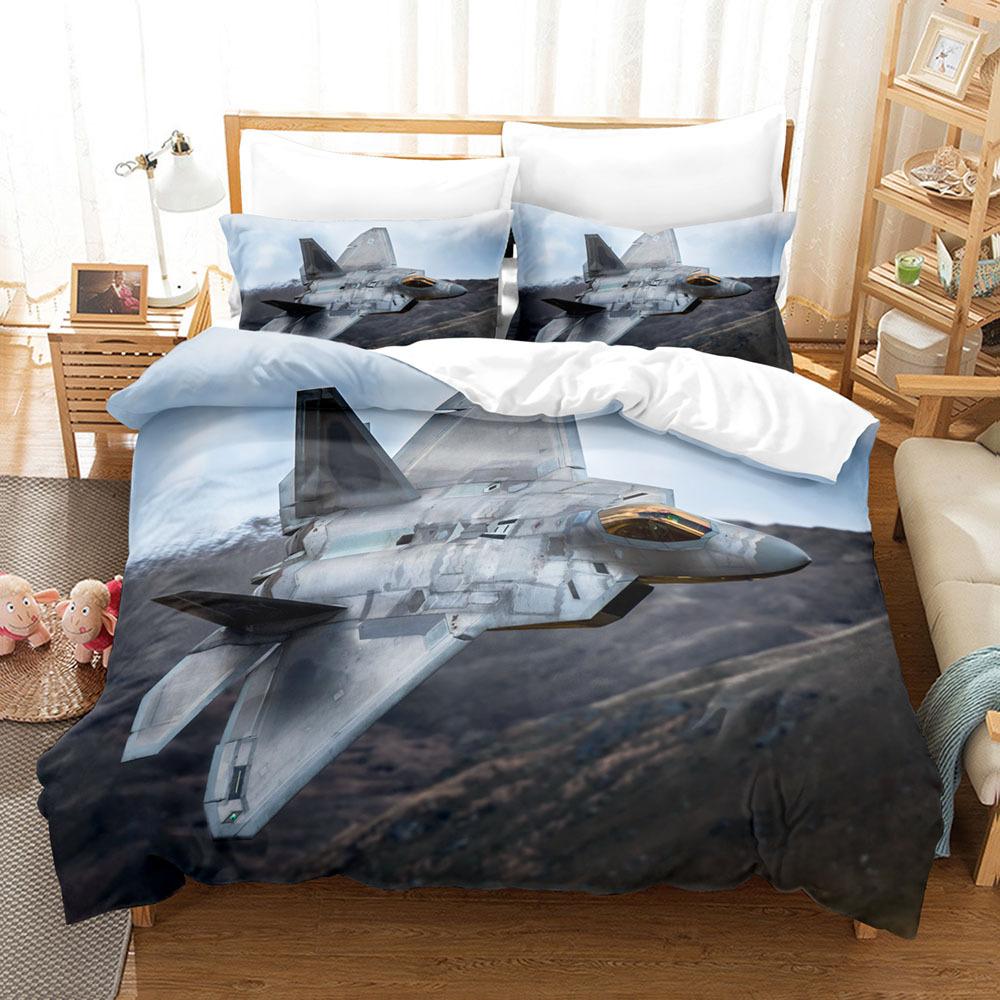 3D Fighter Bedding Set Aircraft Duvet Cover 2/3 Pieces Single/Double AU180 * 210 Boys' Room Luxury Home Textile Birthday Gift