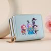 Kpop Hunter Witch Crew Classic Pebble Leather Coin Purse Short Accordion Wallet with Dual Zippers, Multi-Slot Card Holder