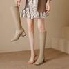 Fashion Spring Autumn Elegant Heeled Square Toe Leather Women's Long Boots Demi-season Gothic Trend 2025 Pu Ladies Knee High Shaft Shoes