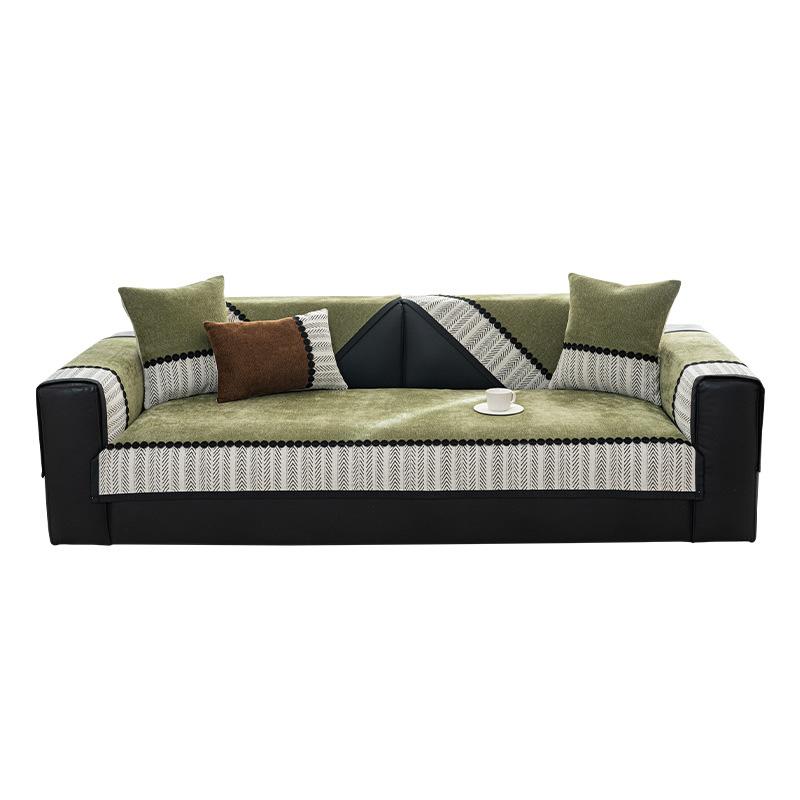 Vintage Green Chenille Sofa Cushion Universal In All Seasons With Skirt Sofa Cover Non-Slip Sofa Cover Cloth Towel Seat Cushion