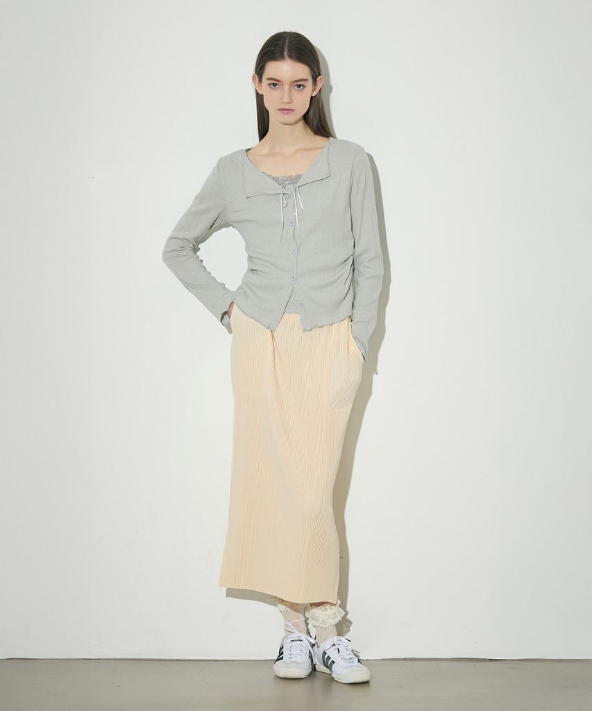 Waiowai H-Line Pleated Slim Long Skirt_4 Colors
