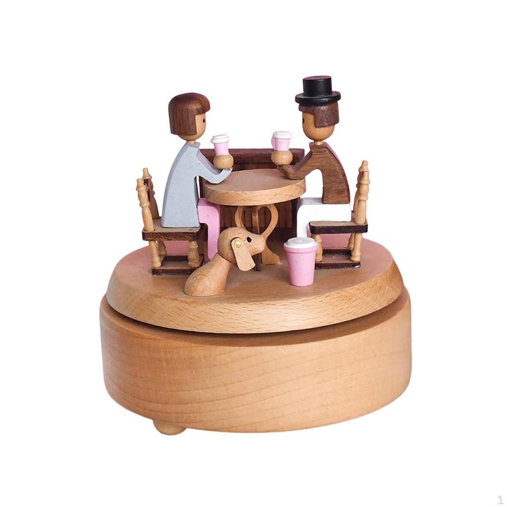 Handcrafted Wooden Music Box - Charming Clockwork Toy for Home Decor