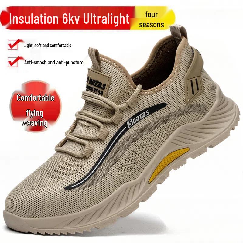 Pantofi de lucru respirabili cu bombeu de oțel pentru bărbați - Anti-zdrobire, Anti-perforare, Ușori, Talpă moale, Rezistenți la uzură pentru șantiere de construcții