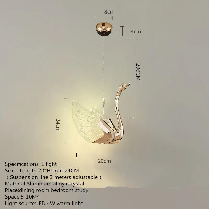 Nordic Creative Acrylic Swan LED Hanging Chandelier Study Bedroom Living Room Restaurant Pendant Lamps Bar Indoor Lighting Decor