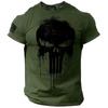 Camiseta de manga corta para hombre con estampado patriótico militar de calavera impresa en 3D