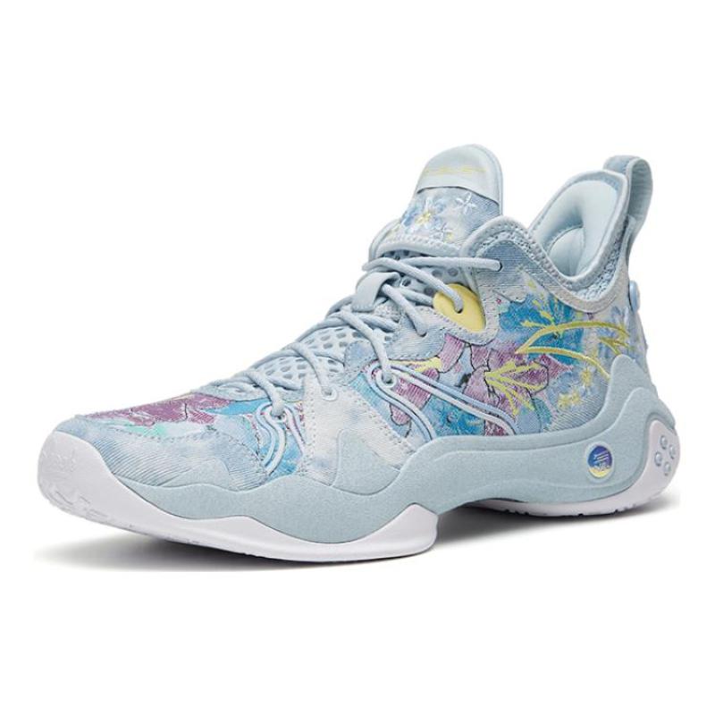 Anta Berserk 4 Pro 520 Cushioning Anti-Slip And Wear-Resistant Mid-Top Basketball Shoes Blue Sneakers 112321111-2