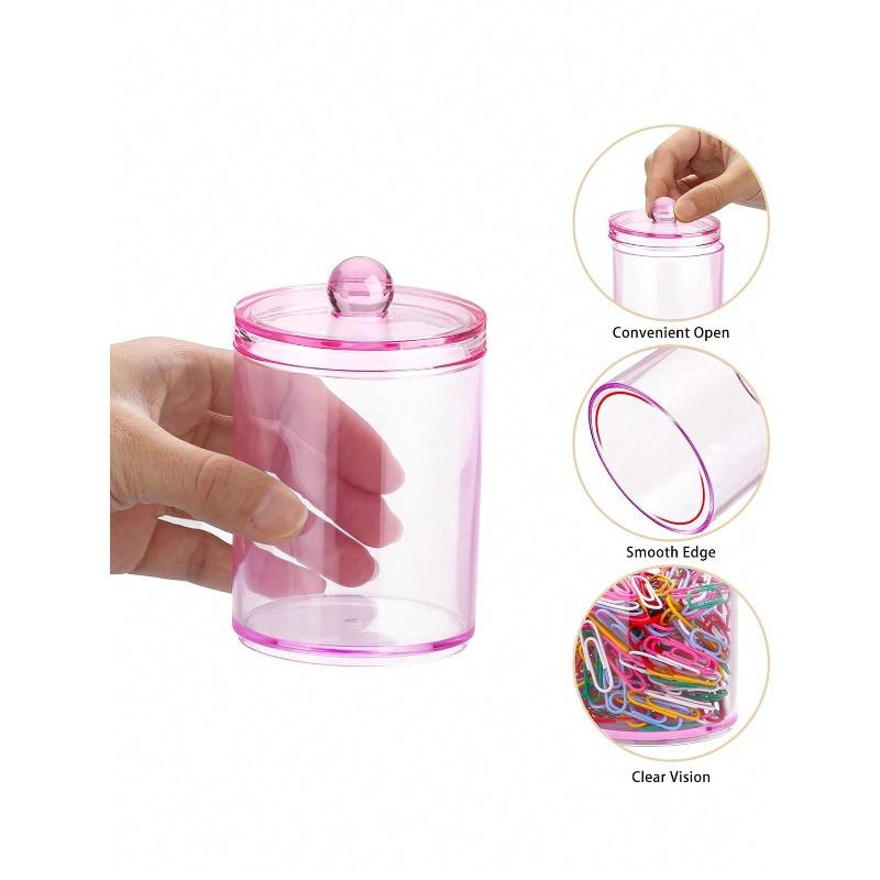 Plastikdeckel Klare Medizinflasche Kommoden-Organizer Und Aufbewahrung Make-up-Gefäß Für Make-up Runde Wattepads, Wattestäbchen, Zahnseide