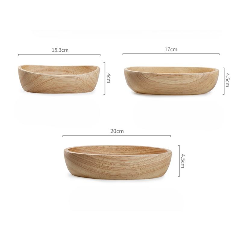 Japanese Boat-shaped Wooden Bowl Salad Bowl Fruit Dessert Bowl Large Wooden Tableware Natural Material Thickened Anti-scald