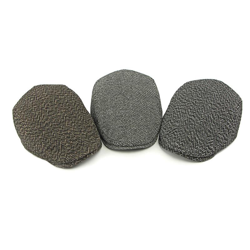 Men's Autumn Winter Peaked Cap Thick Warm Forward Cap Middle-Aged and Elderly Retro Beret