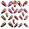 Iridescent 3D Multi-faceted Round Toe Metal Nail Set - European American Fashion