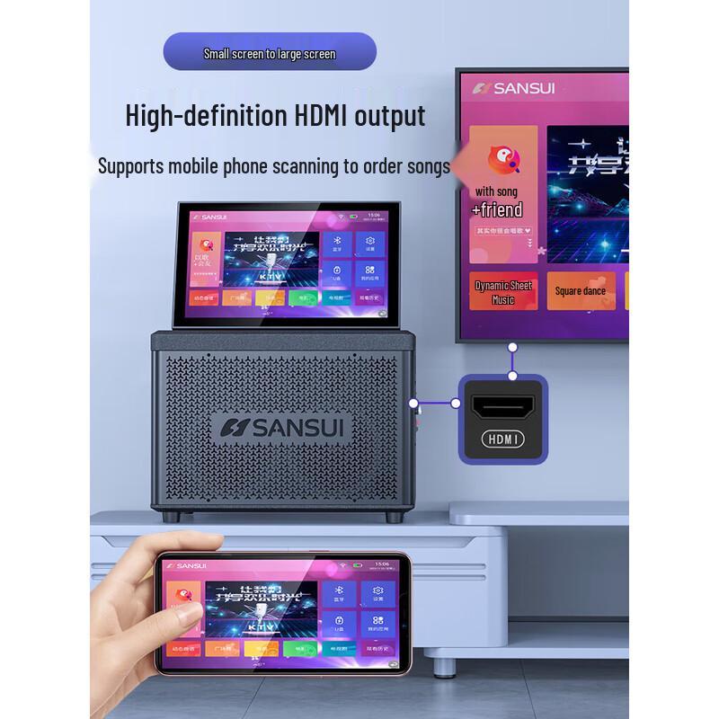 SANSUI C11 Portable KTV Speaker System with Display CN plug (adapter included) (CN version)