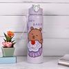 700ml Water Bottle Quick Switch One-Touch Lid Portable Sports Water Bottle with Straw Built-in Handle Safe Lock Spill-Proof Outdoor Water Cup