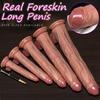 Strap-On Realistic Foreskin Dildo with Suction Cup–Liquid Silicone Huge Artificial Penis Harness,5 Sizes for Beginners To Advanced Players,Real Touch