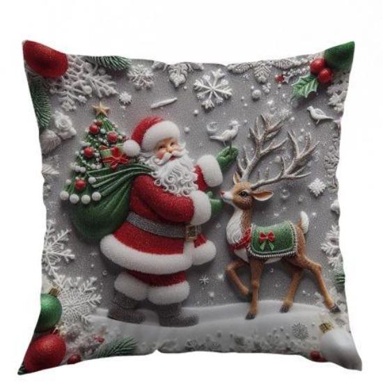 Weihnachts-Kissenbezug Bedruckt Weihnachtsmann Geschenk Feiertag Zuhause Kissen Kissenbezug