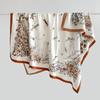 Simple and fashionable plant floral print square scarf, fresh and sophisticated, spring/autumn thin 111 twill silk scarf for women