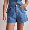 Sleeveless Denim Two-Piece Set for Women: Button Design High-Waisted Shorts, Trendy & Casual European-American Style 2026.