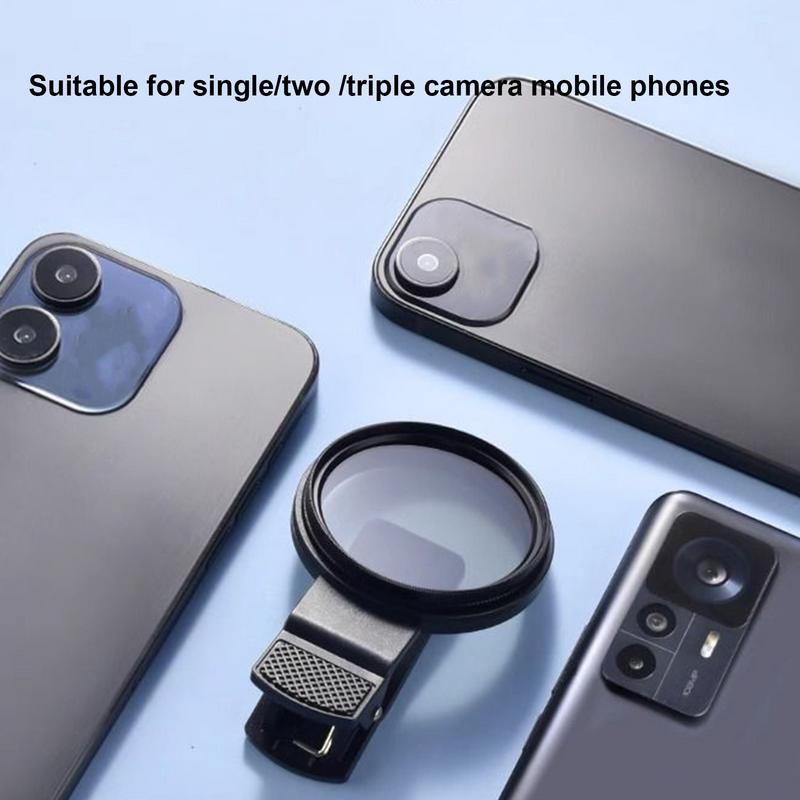 Portable Clip-On Circular Polarizer CPL Filter 52mm Universal Clip Phone Camera Lens Reflection Reduction For iPhone 16 15 14 13